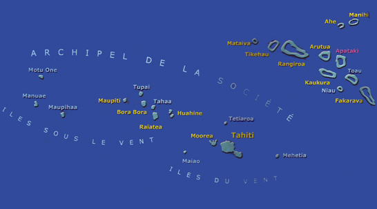 Carte des atolls de Fakarava et Rangiroa